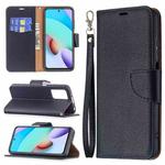 For Xiaomi Redmi 10 Litchi Texture Pure Color Horizontal Flip PU Leather Case with Holder & Card Slots & Wallet & Lanyard(Black)