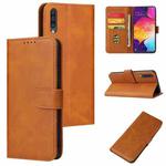 For Samsung Galaxy A50 Calf Texture Buckle Horizontal Flip Leather Case with Holder & Card Slots & Wallet(Khaki)