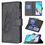 For Xiaomi Redmi 10 Flying Butterfly Embossing Pattern Zipper Horizontal Flip Leather Case with Holder & Card Slots & Wallet(Black)