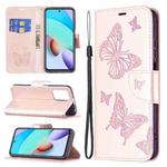For Xiaomi Redmi 10 Two Butterflies Embossing Pattern Horizontal Flip Leather Case with Holder & Card Slot & Wallet & Lanyard(Gold)