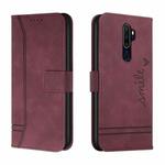 For OPPO A5 2020 Retro Skin Feel Horizontal Flip Soft TPU + PU Leather Case with Holder & Card Slots & Photo Frame(Wine Red)