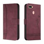 For OPPO A12 Retro Skin Feel Horizontal Flip Soft TPU + PU Leather Case with Holder & Card Slots & Photo Frame(Wine Red)