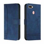 For OPPO A12 Retro Skin Feel Horizontal Flip Soft TPU + PU Leather Case with Holder & Card Slots & Photo Frame(Blue)