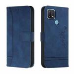 For OPPO A15 Retro Skin Feel Horizontal Flip Soft TPU + PU Leather Case with Holder & Card Slots & Photo Frame(Blue)