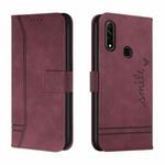 For OPPO A31 Retro Skin Feel Horizontal Flip Soft TPU + PU Leather Case with Holder & Card Slots & Photo Frame(Wine Red)