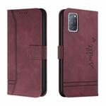 For OPPO A52 Retro Skin Feel Horizontal Flip Soft TPU + PU Leather Case with Holder & Card Slots & Photo Frame(Wine Red)