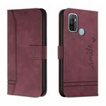 For OPPO A53 2020 Retro Skin Feel Horizontal Flip Soft TPU + PU Leather Case with Holder & Card Slots & Photo Frame(Wine Red)