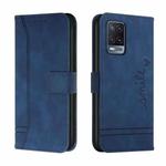 For OPPO A55 5G Retro Skin Feel Horizontal Flip Soft TPU + PU Leather Case with Holder & Card Slots & Photo Frame(Blue)