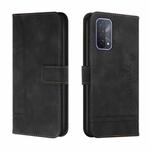 For OPPO A74 Retro Skin Feel Horizontal Flip Soft TPU + PU Leather Case with Holder & Card Slots & Photo Frame(Black)