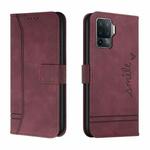 For OPPO A94 4G Retro Skin Feel Horizontal Flip Soft TPU + PU Leather Case with Holder & Card Slots & Photo Frame(Wine Red)