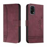 For OPPO Realme 7 Pro Retro Skin Feel Horizontal Flip Soft TPU + PU Leather Case with Holder & Card Slots & Photo Frame(Wine Red)