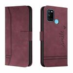 For OPPO Realme 7i Retro Skin Feel Horizontal Flip Soft TPU + PU Leather Case with Holder & Card Slots & Photo Frame(Wine Red)