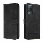 For OPPO Realme 8 5G Retro Skin Feel Horizontal Flip Soft TPU + PU Leather Case with Holder & Card Slots & Photo Frame(Black)