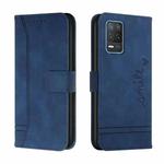 For OPPO Realme 8 5G Retro Skin Feel Horizontal Flip Soft TPU + PU Leather Case with Holder & Card Slots & Photo Frame(Blue)