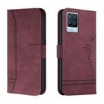 For OPPO Realme 8 / 8 Pro Retro Skin Feel Horizontal Flip Soft TPU + PU Leather Case with Holder & Card Slots & Photo Frame(Wine Red)