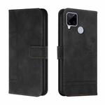 For OPPO Realme C15 Retro Skin Feel Horizontal Flip Soft TPU + PU Leather Case with Holder & Card Slots & Photo Frame(Black)