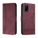 For OPPO Realme 7 5G Retro Skin Feel Horizontal Flip Soft TPU + PU Leather Case with Holder & Card Slots & Photo Frame(Wine Red)