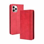 For iPhone 13 mini Magnetic Buckle Retro Pattern Horizontal Flip Leather Case with Holder & Card Slot & Wallet (Red)