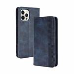 For iPhone 13 mini Magnetic Buckle Retro Pattern Horizontal Flip Leather Case with Holder & Card Slot & Wallet (Blue)