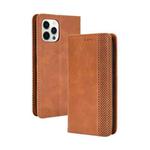 For iPhone 13 mini Magnetic Buckle Retro Pattern Horizontal Flip Leather Case with Holder & Card Slot & Wallet (Brown)