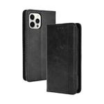 For iPhone 13 Pro Magnetic Buckle Retro Pattern Horizontal Flip Leather Case with Holder & Card Slot & Wallet (Black)
