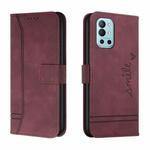 For OnePlus 9R Retro Skin Feel Horizontal Flip Soft TPU + PU Leather Case with Holder & Card Slots & Photo Frame(Wine Red)
