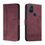 For OnePlus Nord N10 5G Retro Skin Feel Horizontal Flip Soft TPU + PU Leather Case with Holder & Card Slots & Photo Frame(Wine Red)