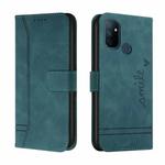 For OnePlus Nord N100 Retro Skin Feel Horizontal Flip Soft TPU + PU Leather Case with Holder & Card Slots & Photo Frame(Dark Green)