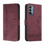 For OnePlus Nord N200 5G Retro Skin Feel Horizontal Flip Soft TPU + PU Leather Case with Holder & Card Slots & Photo Frame(Wine Red)