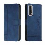 For Huawei P Smart 2021 Retro Skin Feel Horizontal Flip Soft TPU + PU Leather Case with Holder & Card Slots & Photo Frame(Blue)