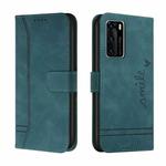 For Huawei P40 Retro Skin Feel Horizontal Flip Soft TPU + PU Leather Case with Holder & Card Slots & Photo Frame(Green)