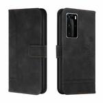 For Huawei P40 Pro Retro Skin Feel Horizontal Flip Soft TPU + PU Leather Case with Holder & Card Slots & Photo Frame(Black)