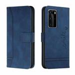 For Huawei P40 Pro Retro Skin Feel Horizontal Flip Soft TPU + PU Leather Case with Holder & Card Slots & Photo Frame(Blue)