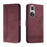 For Huawei P50 Retro Skin Feel Horizontal Flip Soft TPU + PU Leather Case with Holder & Card Slots & Photo Frame(Wine Red)