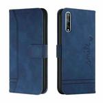 For Huawei Y8p Retro Skin Feel Horizontal Flip Soft TPU + PU Leather Case with Holder & Card Slots & Photo Frame(Blue)