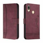 For Huawei Y9 2019 Retro Skin Feel Horizontal Flip Soft TPU + PU Leather Case with Holder & Card Slots & Photo Frame(Wine Red)