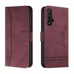 For Honor 20 Retro Skin Feel Horizontal Flip Soft TPU + PU Leather Case with Holder & Card Slots & Photo Frame(Wine Red)