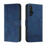 For Honor 20 Retro Skin Feel Horizontal Flip Soft TPU + PU Leather Case with Holder & Card Slots & Photo Frame(Blue)