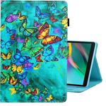 For Galaxy Tab A 8.0 (2019) / T290 Colored Drawing Horizontal Flip PU Leather Case with Holder & Card Slot(Green Butterfly)