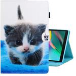 For Galaxy Tab A 8.0 (2019) / T290 Colored Drawing Horizontal Flip PU Leather Case with Holder & Card Slot(Blue White Cat)