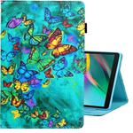 For Galaxy Tab A 10.1 (2019) / T510 Colored Drawing Horizontal Flip PU Leather Case with Holder & Card Slot(Green Butterfly)