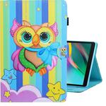 For Galaxy Tab A 10.1 (2019) / T510 Colored Drawing Horizontal Flip PU Leather Case with Holder & Card Slot(Rainbow Owl)