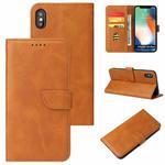 For iPhone X / XS Calf Texture Buckle Horizontal Flip Leather Case with Holder & Card Slots & Wallet(Khaki)