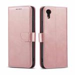 For iPhone XR Calf Texture Buckle Horizontal Flip Leather Case with Holder & Card Slots & Wallet(Rose Gold)