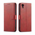 For iPhone XR Calf Texture Buckle Horizontal Flip Leather Case with Holder & Card Slots & Wallet(Red)