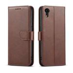 For iPhone XR Calf Texture Buckle Horizontal Flip Leather Case with Holder & Card Slots & Wallet(Brown)