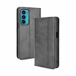 For Motorola Edge 20 Magnetic Buckle Retro Pattern Horizontal Flip Leather Case with Holder & Card Slot & Wallet(Black)