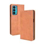 For Motorola Edge 20 Magnetic Buckle Retro Pattern Horizontal Flip Leather Case with Holder & Card Slot & Wallet(Brown)