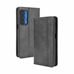 For Motorola Edge 2021 Magnetic Buckle Retro Pattern Horizontal Flip Leather Case with Holder & Card Slot & Wallet(Black)