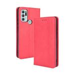 For Motorola Moto G60S Magnetic Buckle Retro Pattern Horizontal Flip Leather Case with Holder & Card Slot & Wallet(Red)